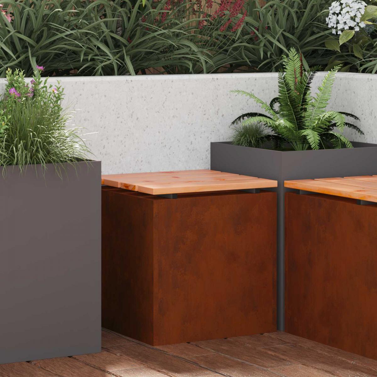 Banco de jardín 1 -Seater 60 x 40 x 43 cm Acero oxidado Oxidado