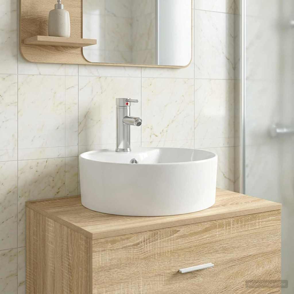 Lavabo de baño con grifo y desagüe Cromado
