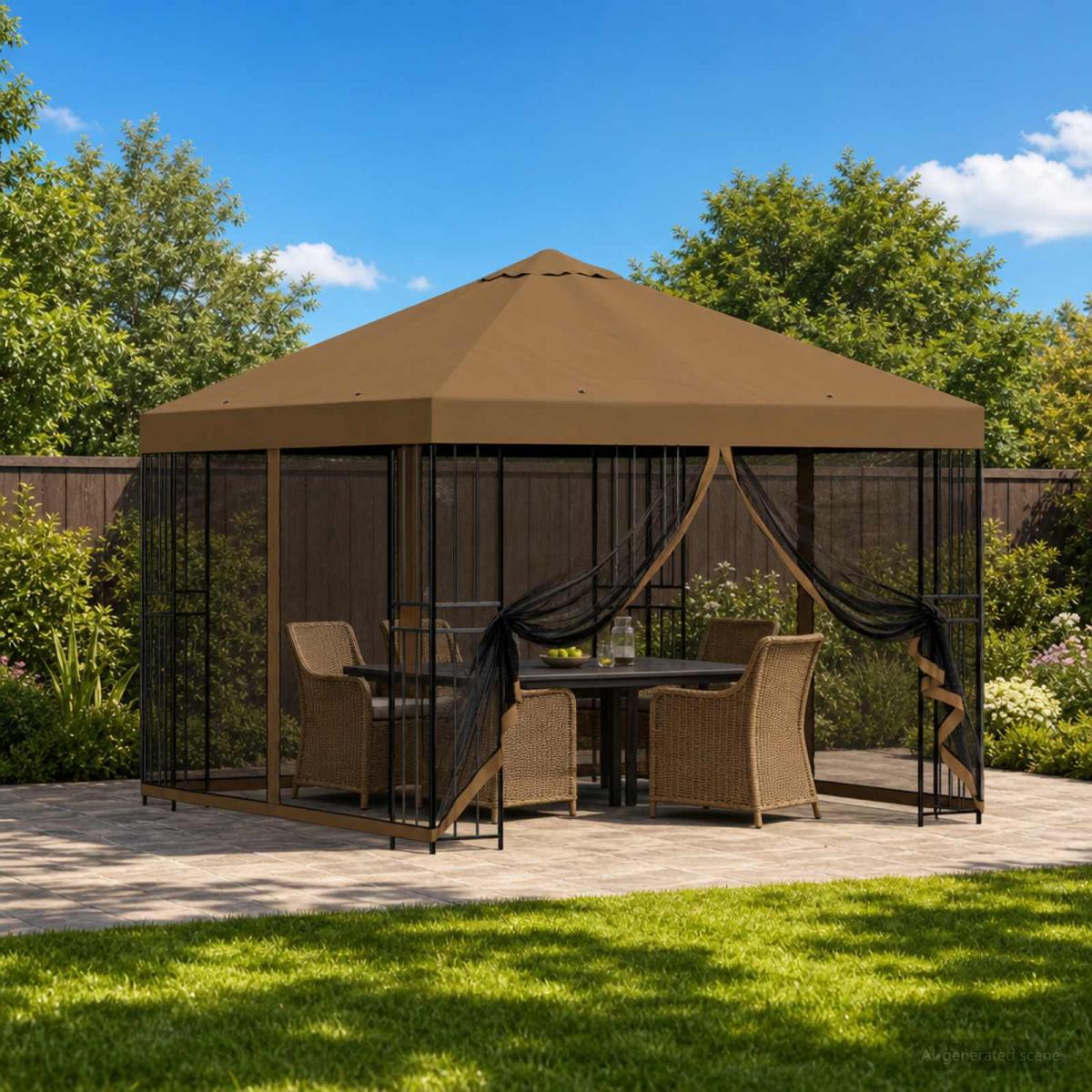 Gazebo de jardín con paredes laterales