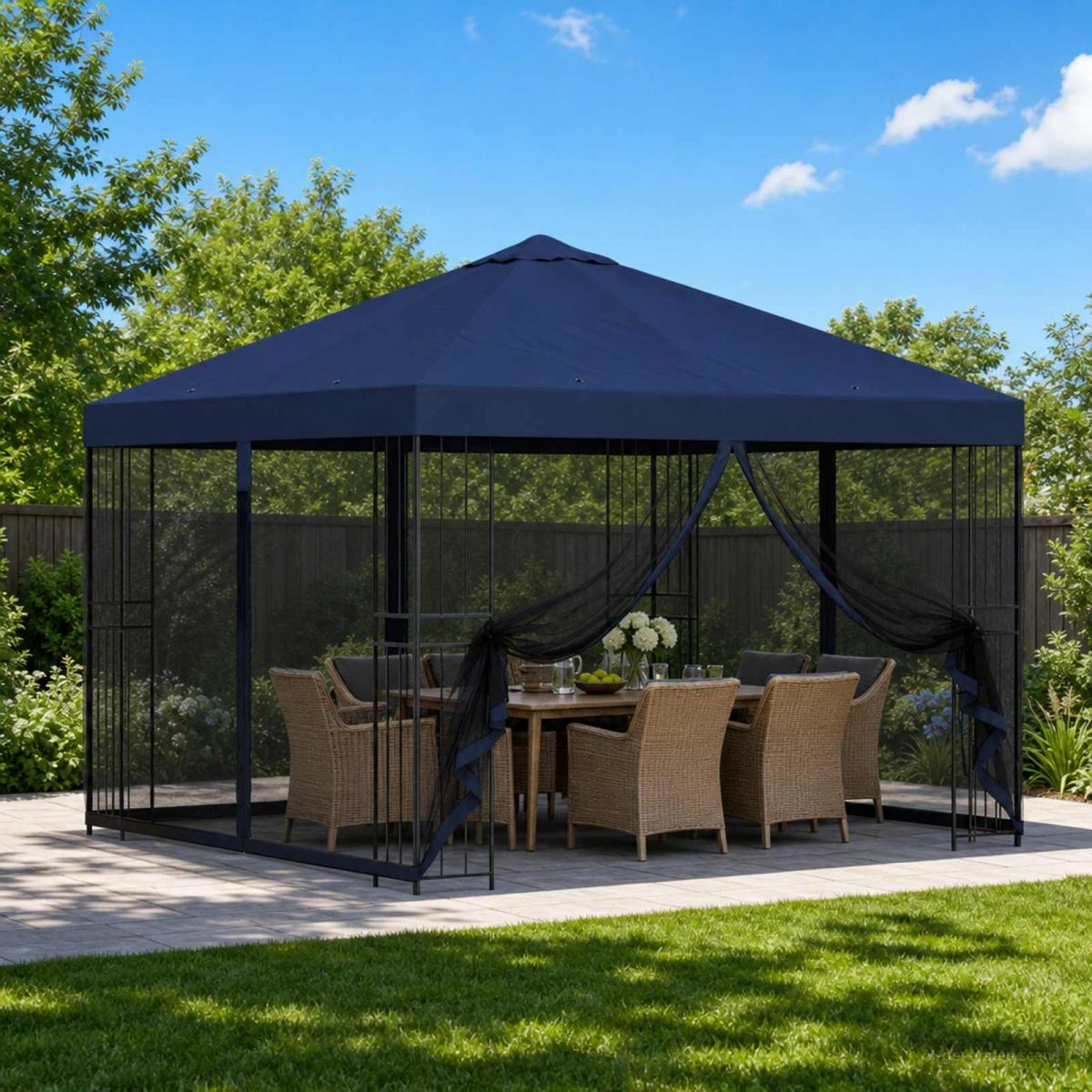 Gazebo de jardín con paredes laterales