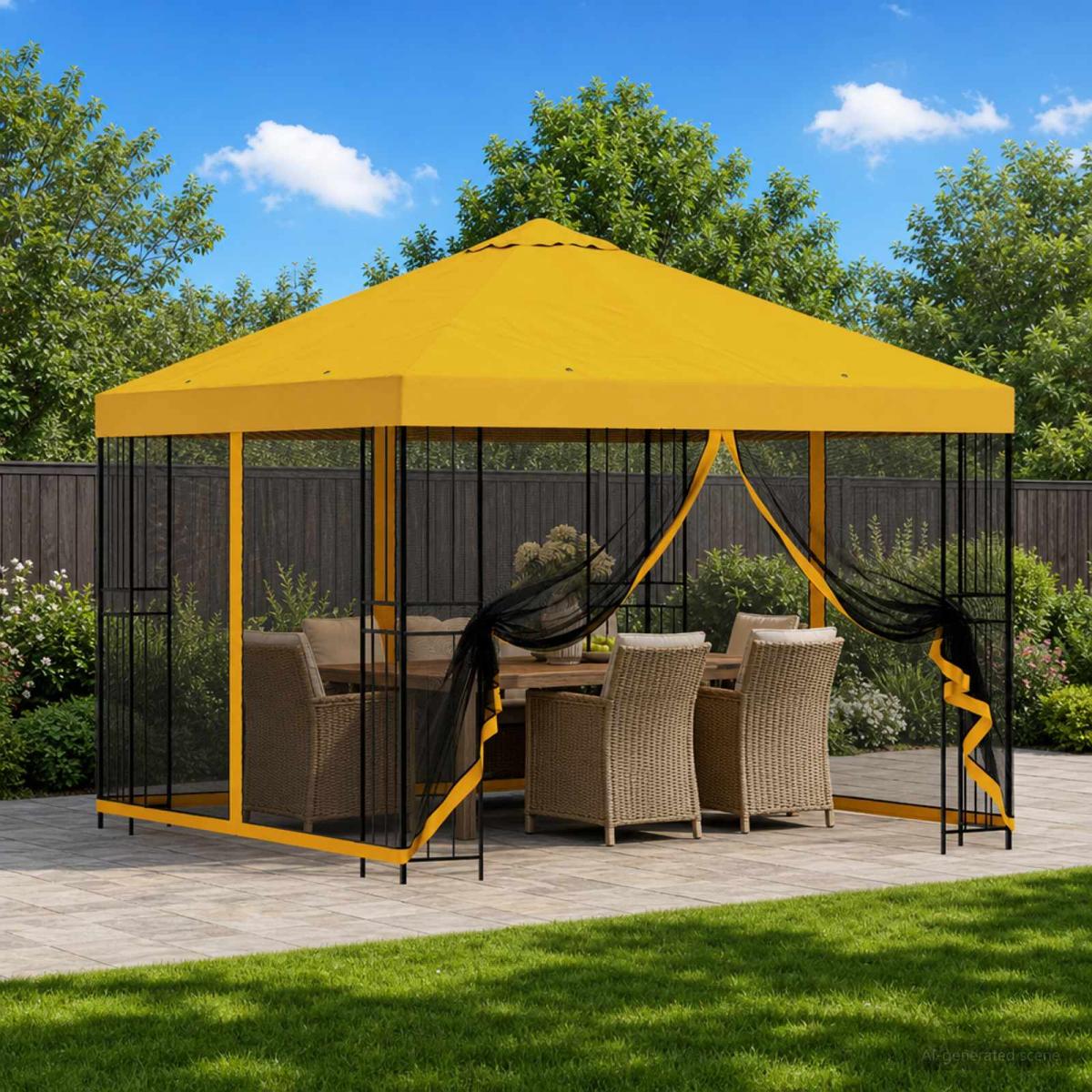Gazebo de jardín con paredes laterales