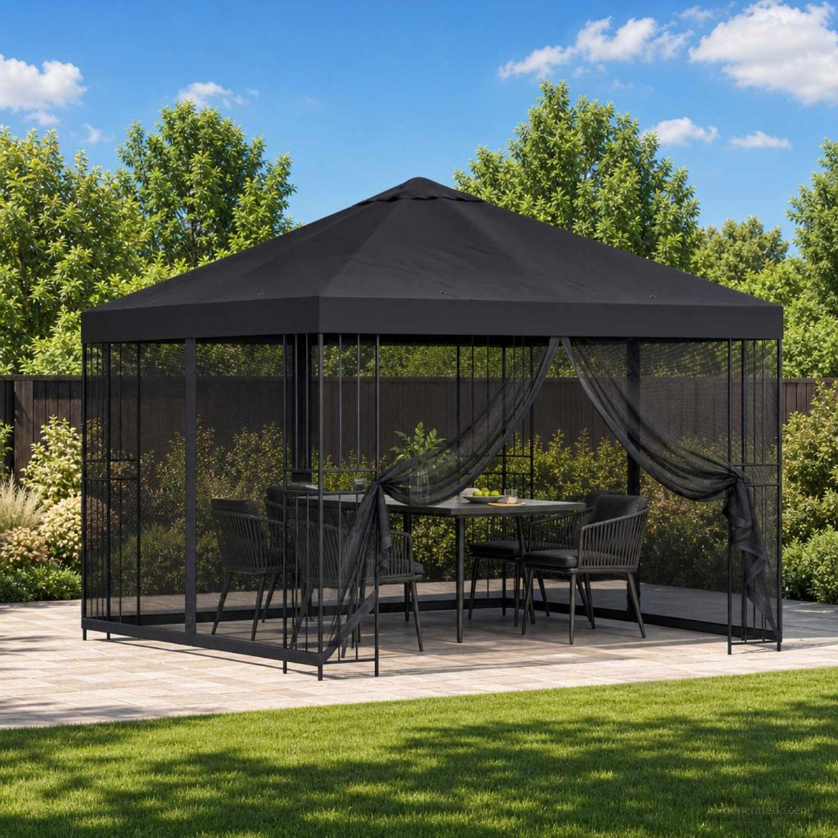 Gazebo de jardín con paredes laterales