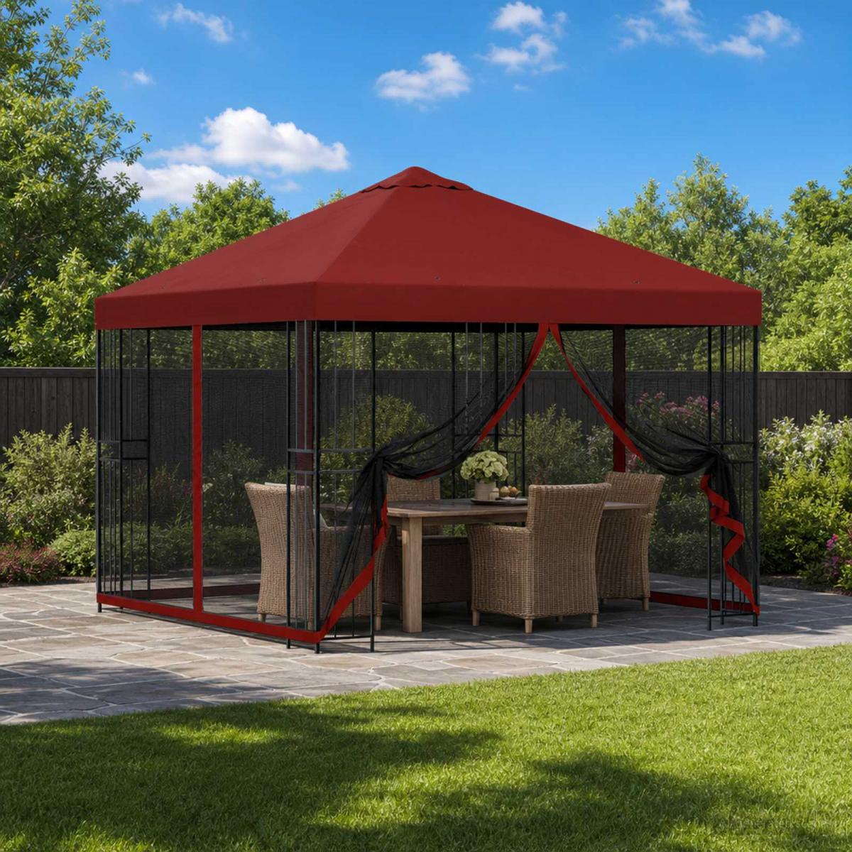 Gazebo de jardín con paredes laterales