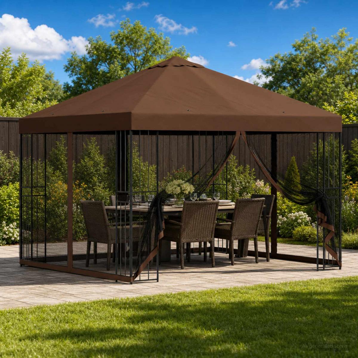 Gazebo de jardín con paredes laterales
