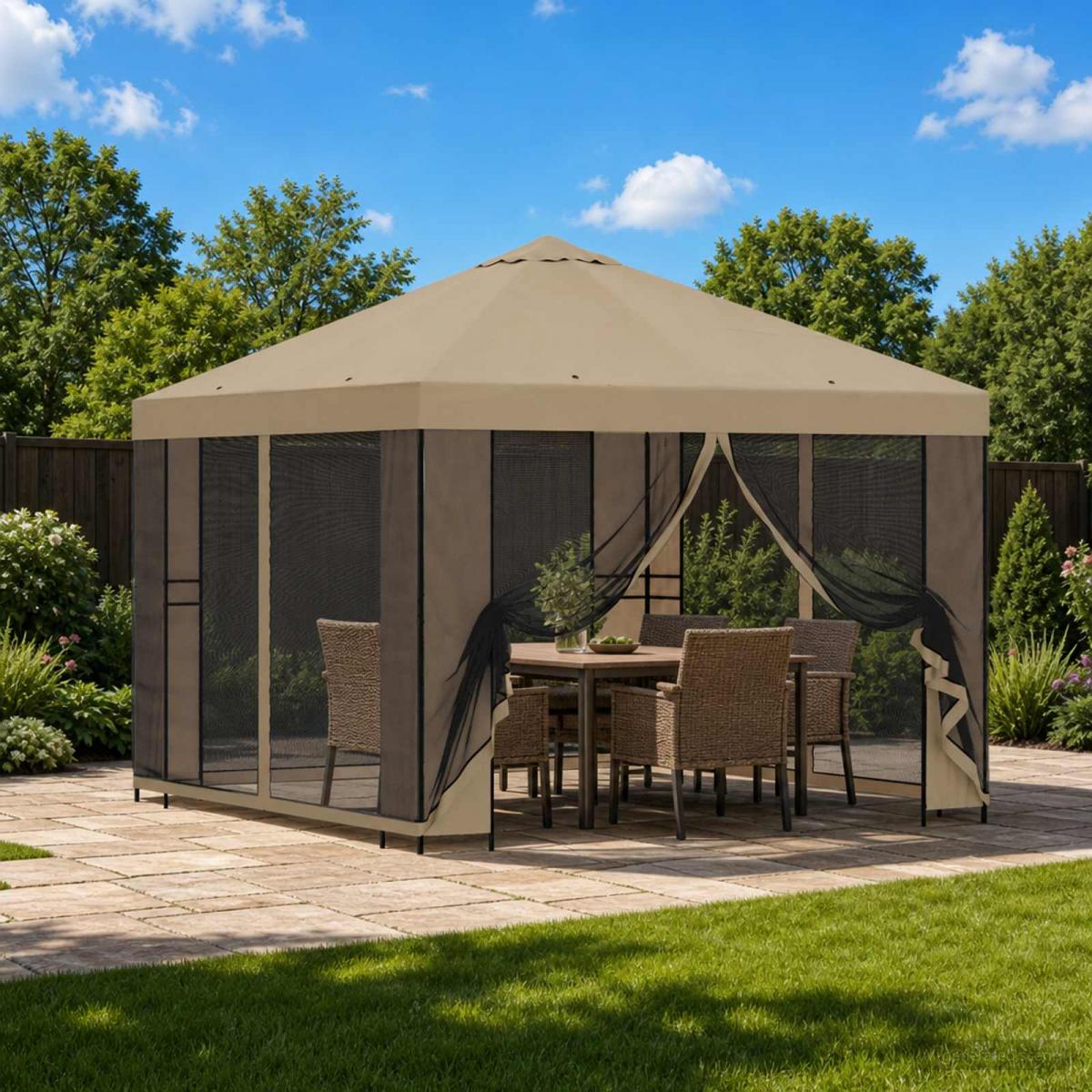 Gazebo de jardín con paredes laterales