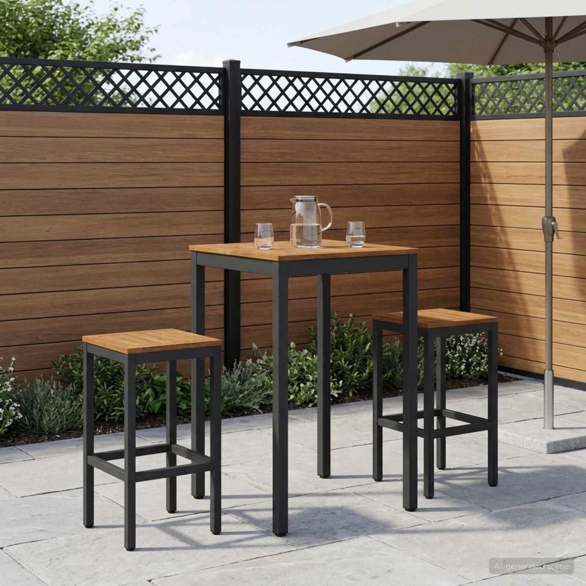 Mesa de Bar para Jardín Natural y negro 196 x 100,5 x 105 cm