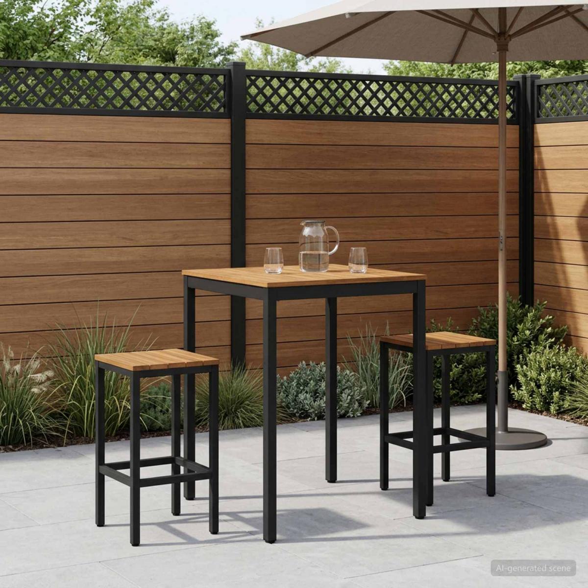 Mesa de Bar para Jardín Natural y negro 196 x 100,5 x 105 cm