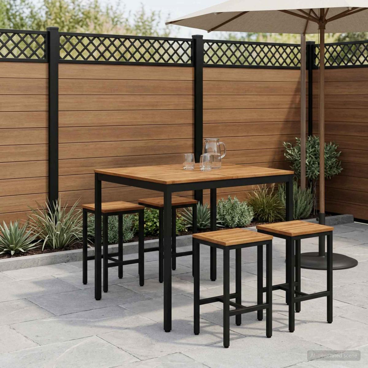 Mesa de Bar para Jardín Natural y negro 196 x 100,5 x 105 cm