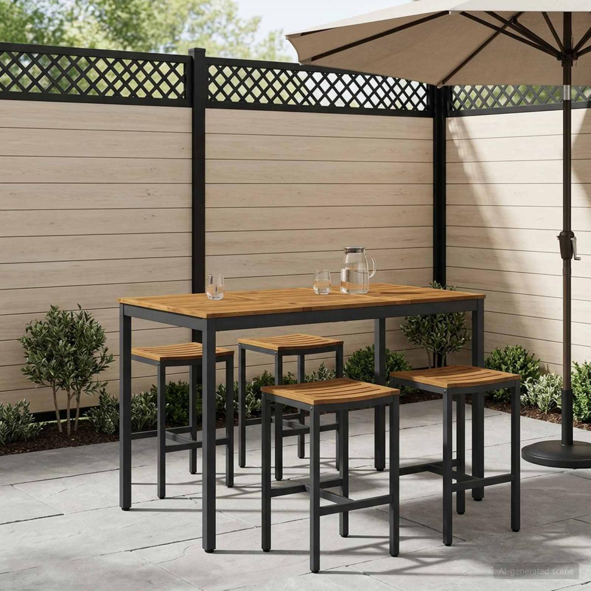 Mesa de Bar para Jardín Natural y negro 196 x 100,5 x 105 cm