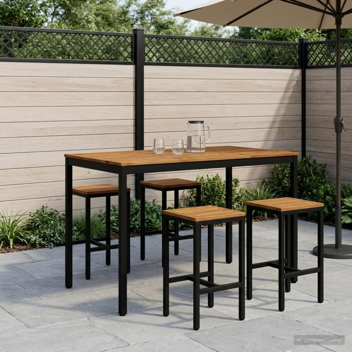 Mesa de Bar para Jardín Natural y negro 196 x 100,5 x 105 cm