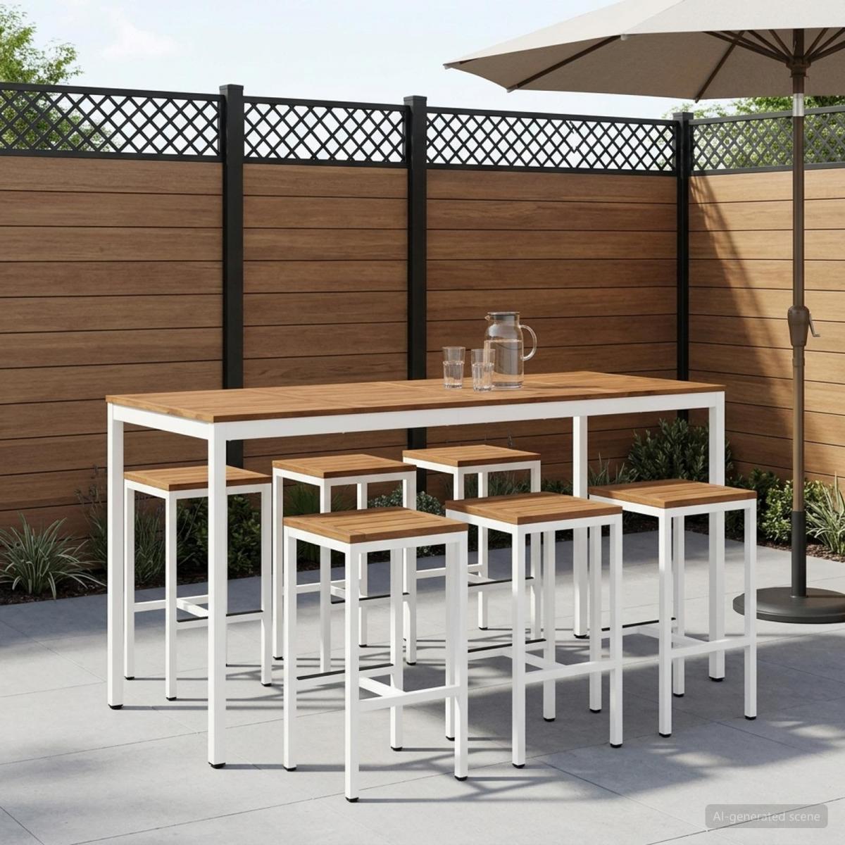 Mesa de Bar para Jardín Natural y negro 196 x 100,5 x 105 cm