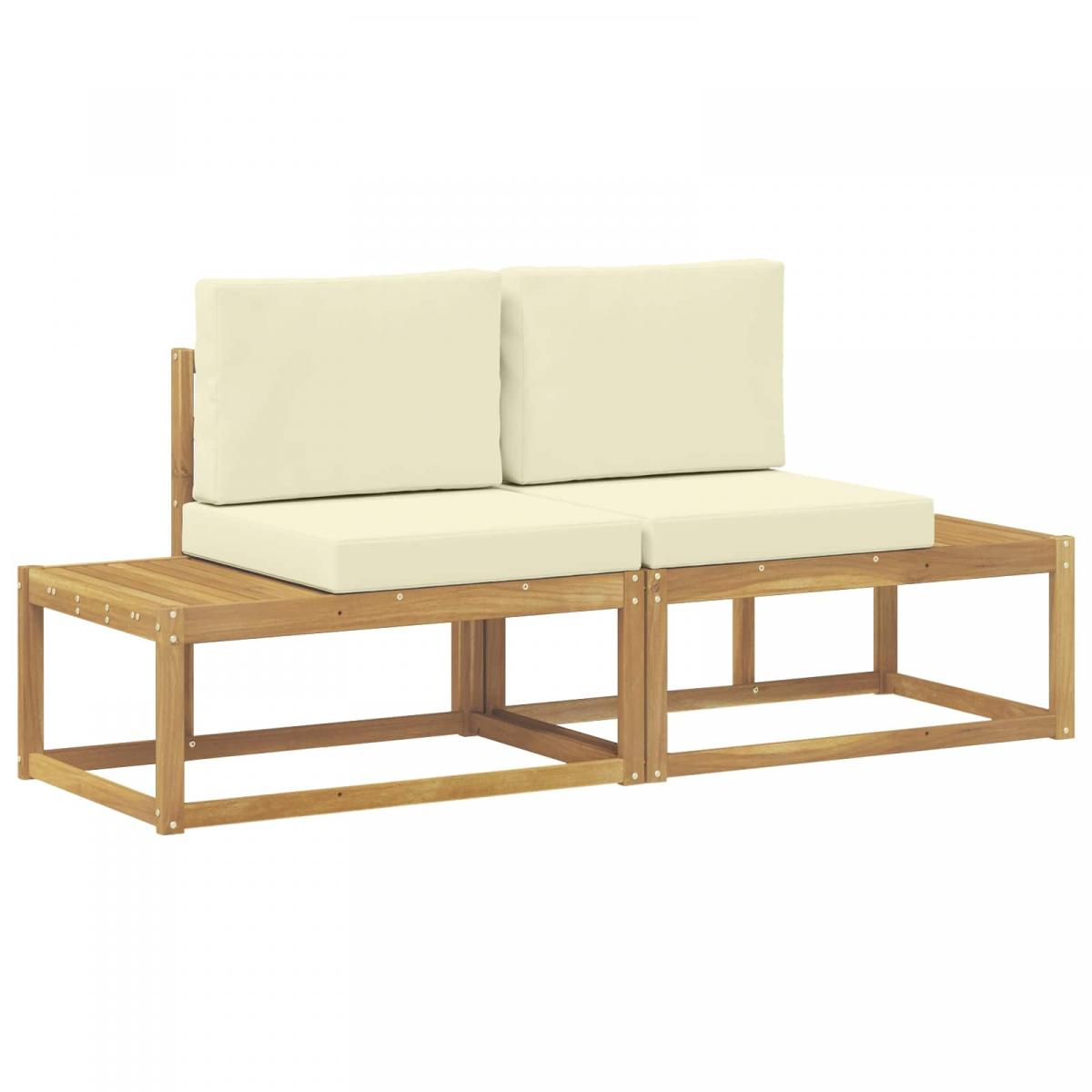 Sofá de esquina exterior 2 Pieza Blanco Madera de Acacia Sólida