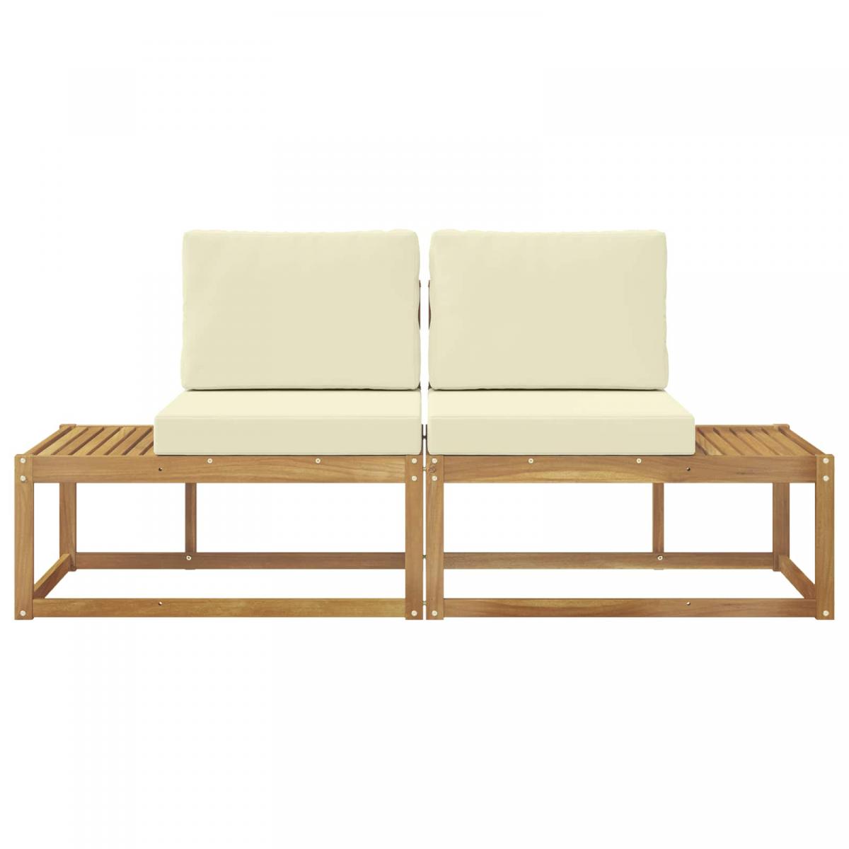 Sofá de esquina exterior 2 Pieza Blanco Madera de Acacia Sólida