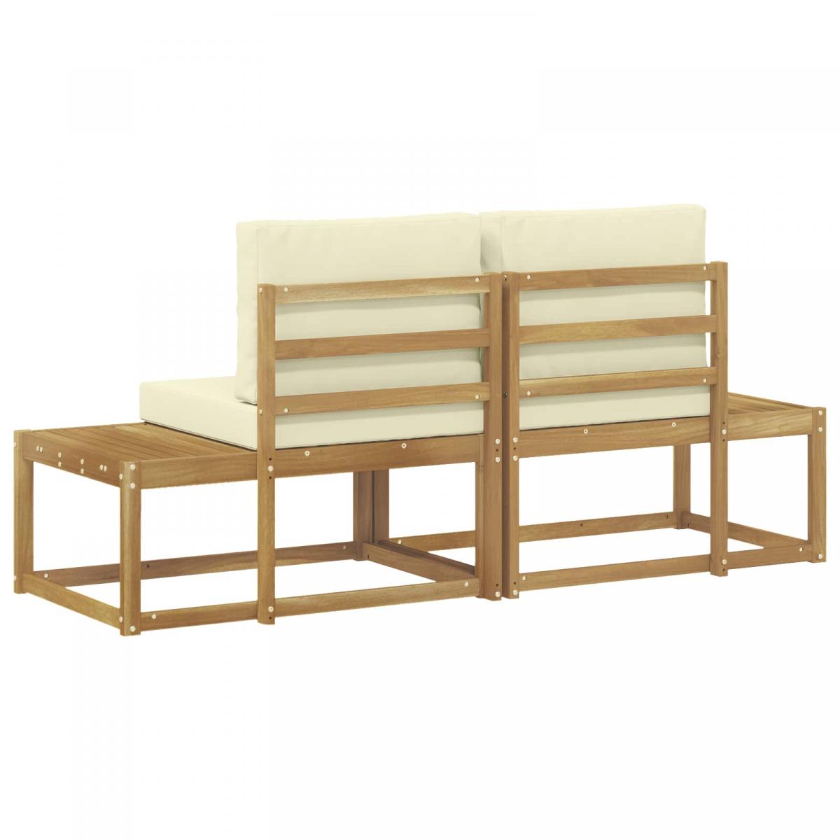 Sofá de esquina exterior 2 Pieza Blanco Madera de Acacia Sólida