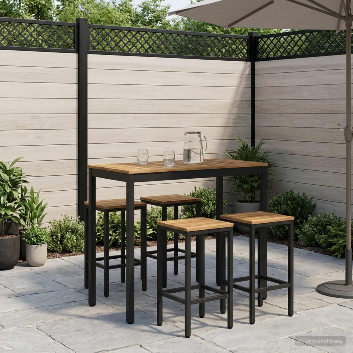 Mesa de Bar para Jardín Natural y negro 196 x 100,5 x 105 cm