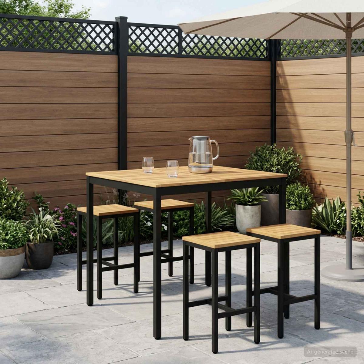 Mesa de Bar para Jardín Natural y negro 196 x 100,5 x 105 cm