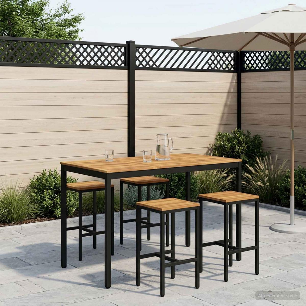 Mesa de Bar para Jardín Natural y negro 196 x 100,5 x 105 cm