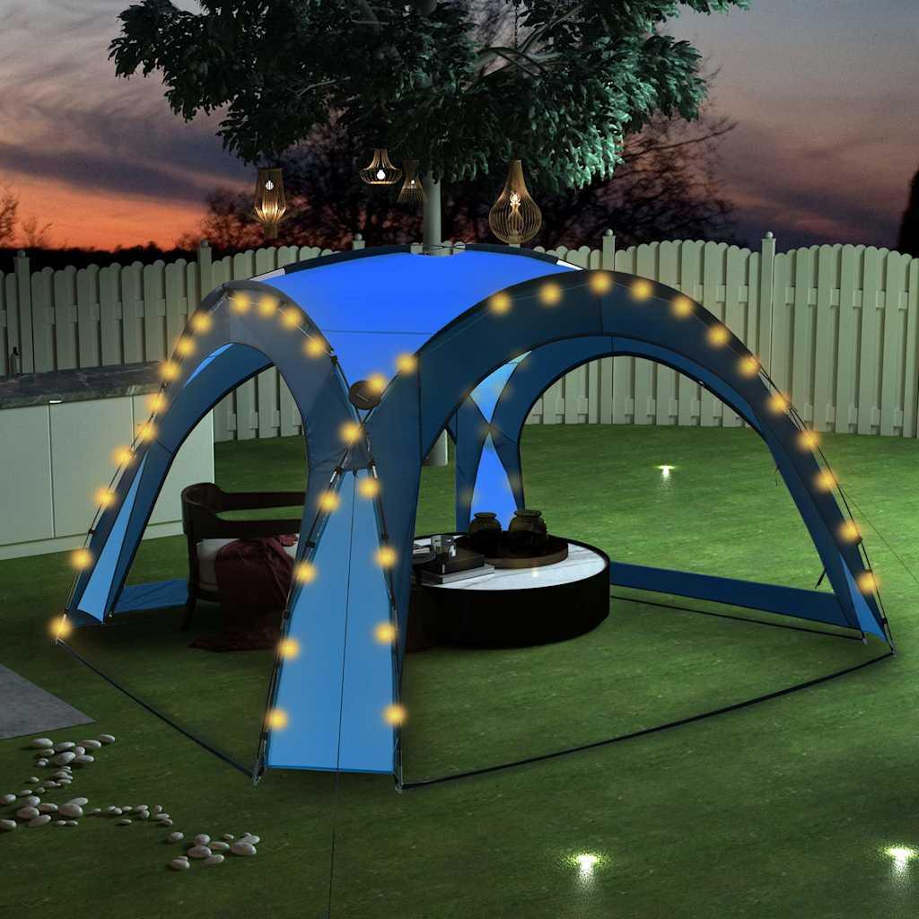 Carpa de fiesta con LED 4 paredes laterales verde 3,6x3,6x2,3 m