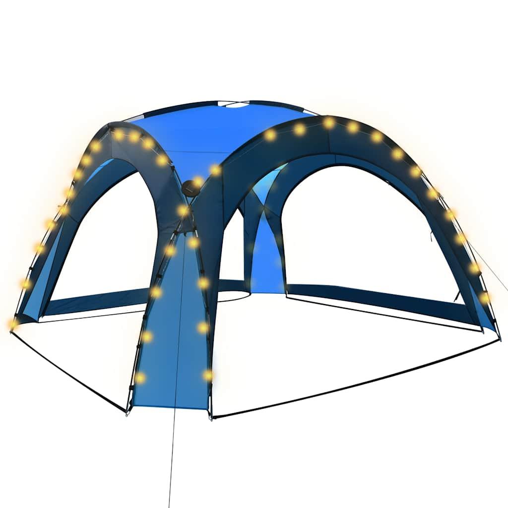 Carpa de fiesta con LED 4 paredes laterales verde 3,6x3,6x2,3 m