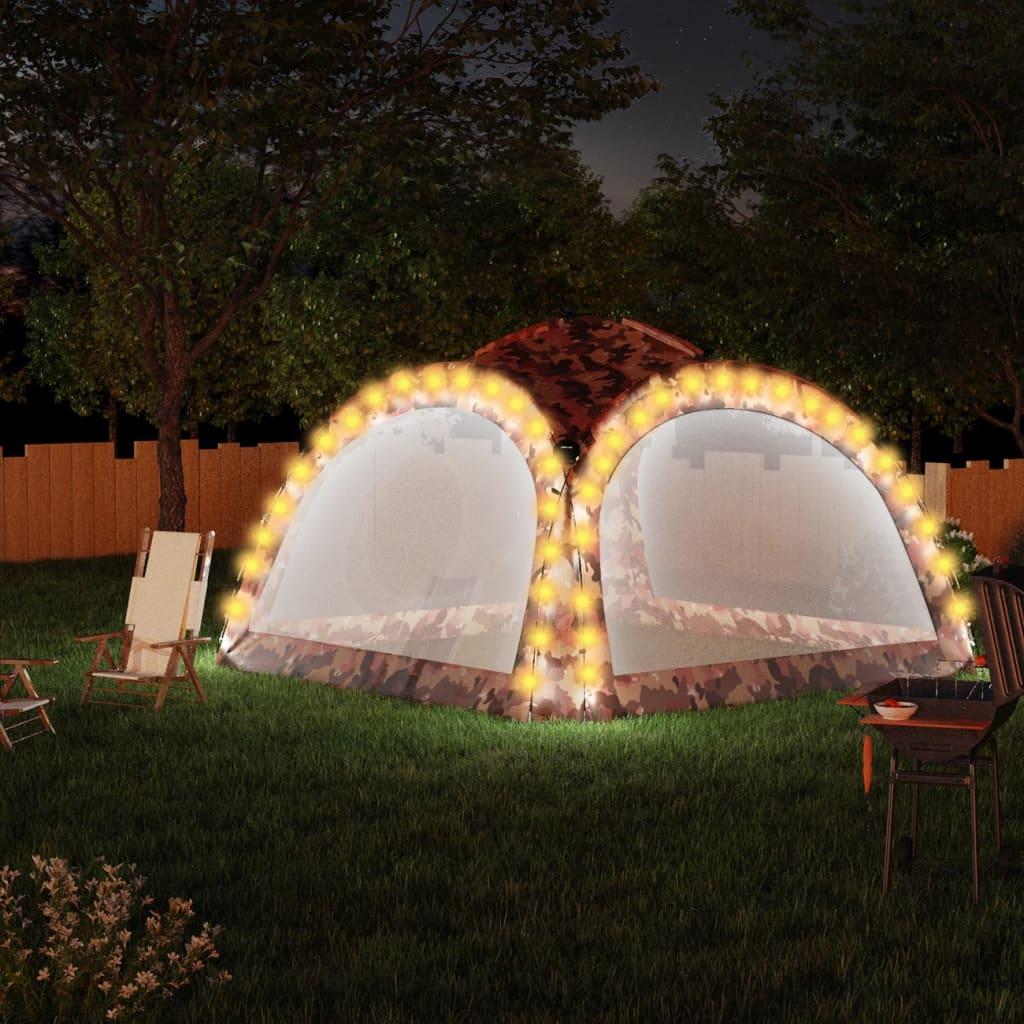 Carpa de fiesta con LED 4 paredes laterales verde 3,6x3,6x2,3 m