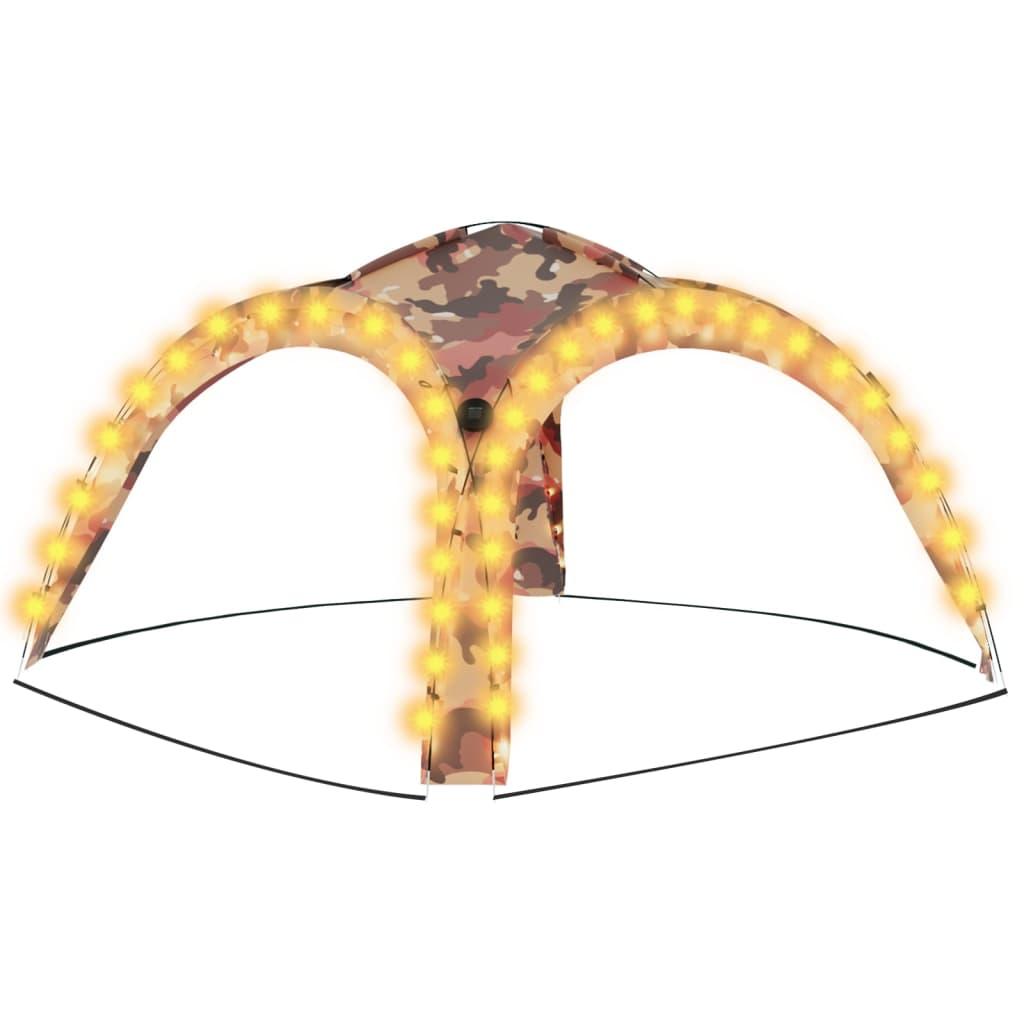 Carpa de fiesta con LED 4 paredes laterales verde 3,6x3,6x2,3 m