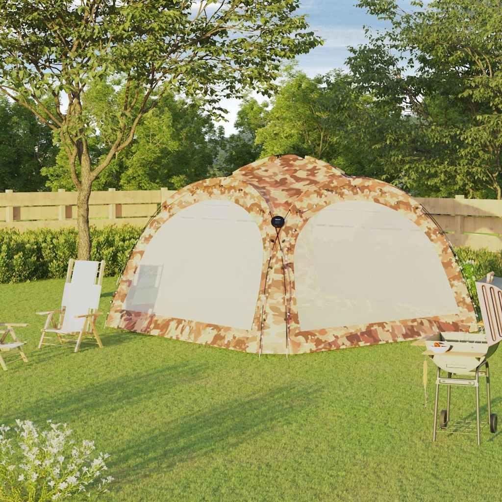 Carpa de fiesta con LED 4 paredes laterales verde 3,6x3,6x2,3 m
