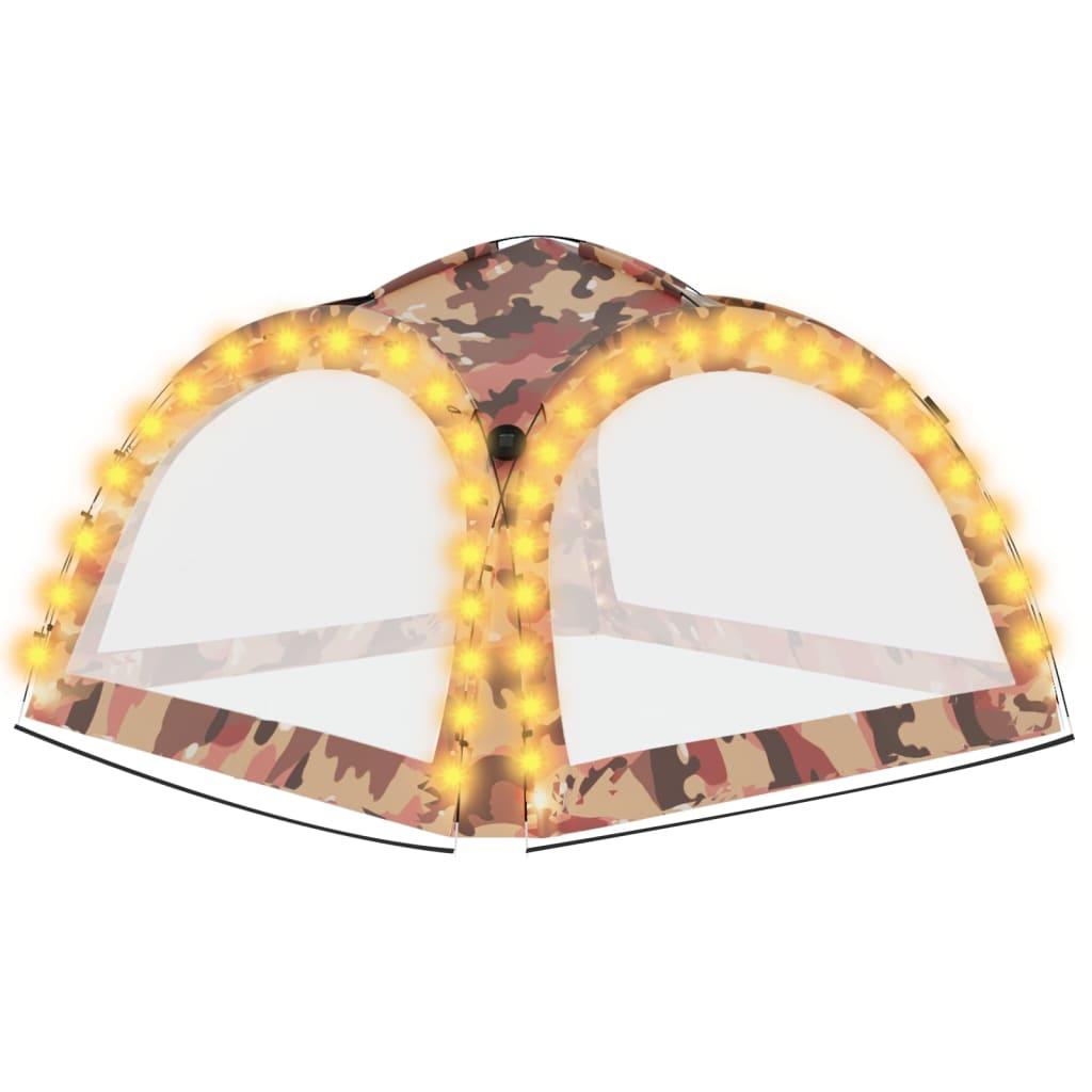 Carpa de fiesta con LED 4 paredes laterales verde 3,6x3,6x2,3 m