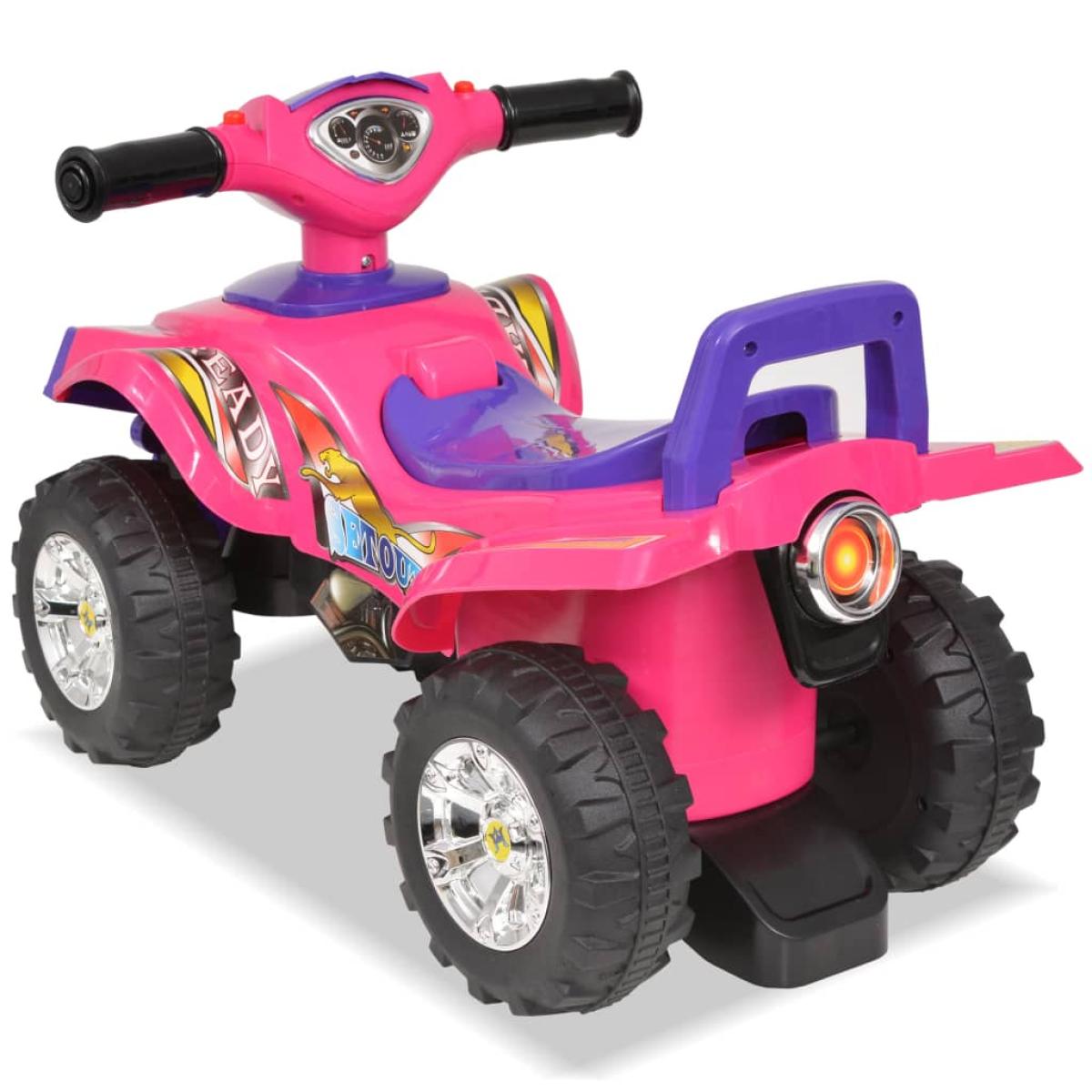 Quad ATV correpasillos infantil con sonidos y luces rosa morado