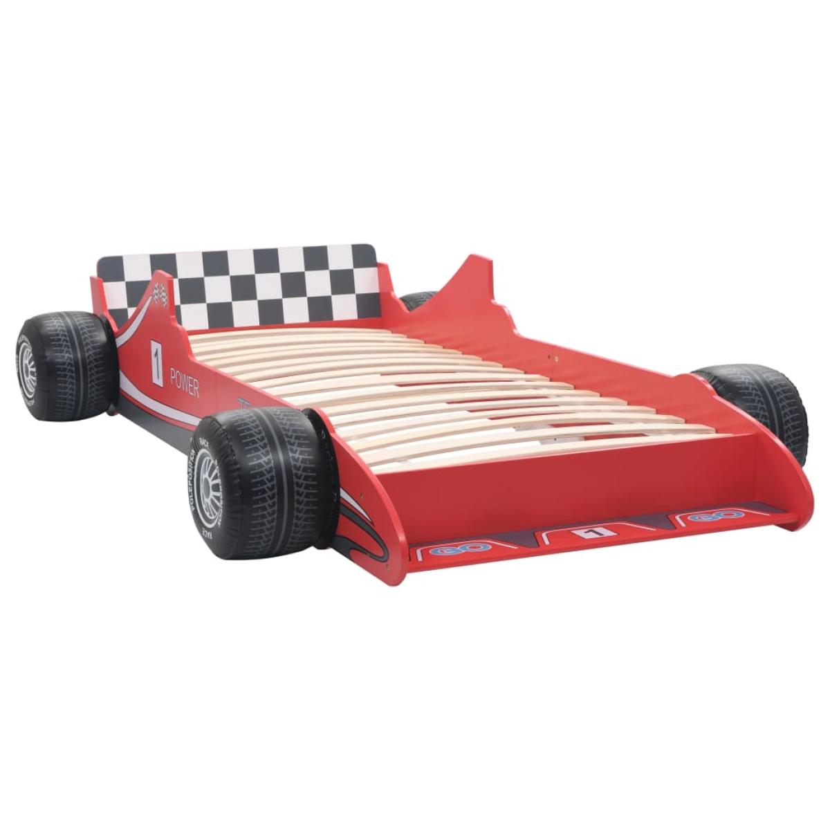 Cama con forma de coche de carreras para niños 90x200 cm roja