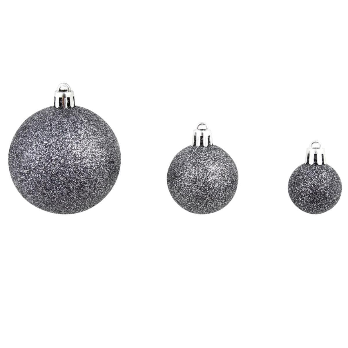 Lote de bolas de Navidad 100 unidades blanco/gris 3/4/6 cm