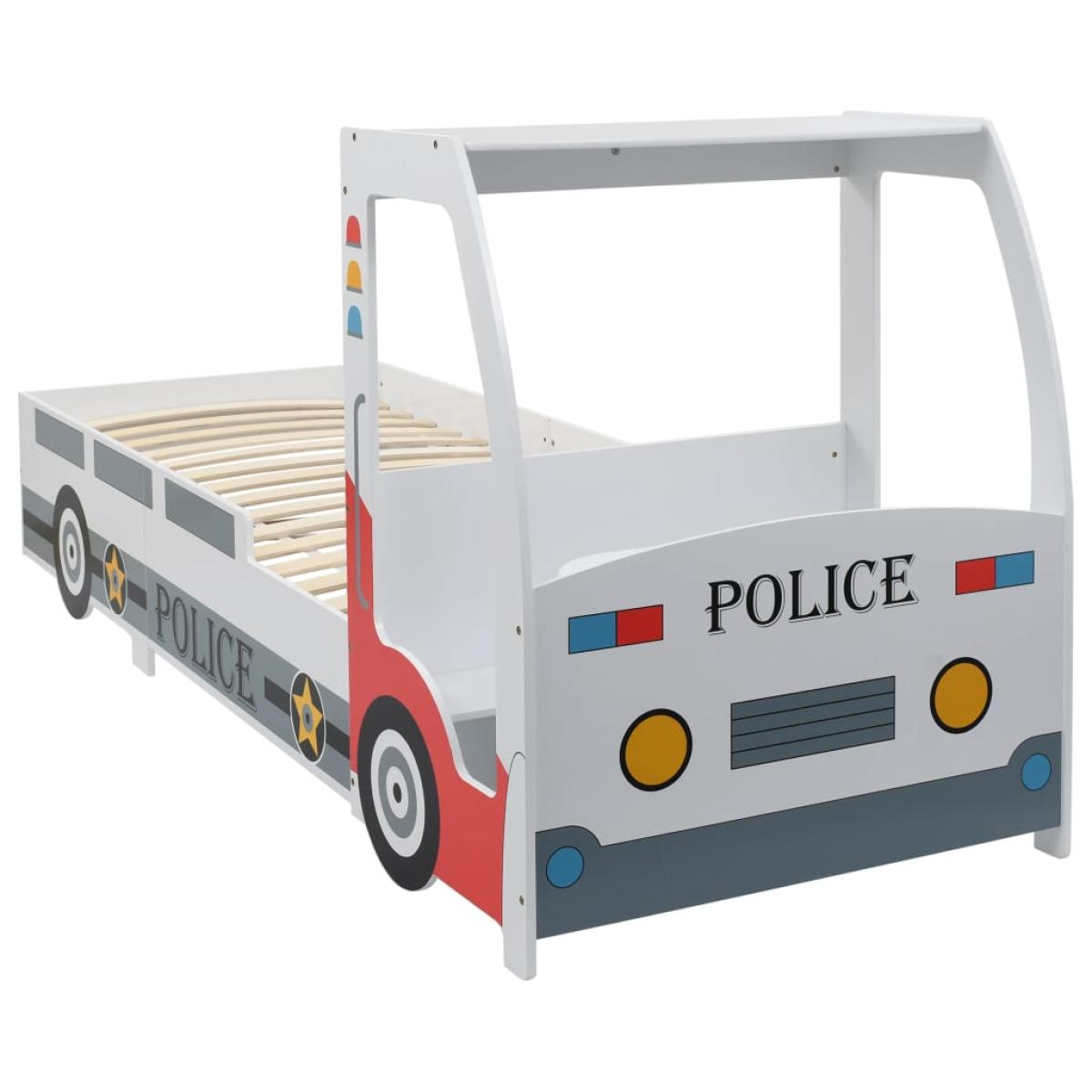 Cama infantil coche de policía con colchón viscoelástico 90x200 cm 