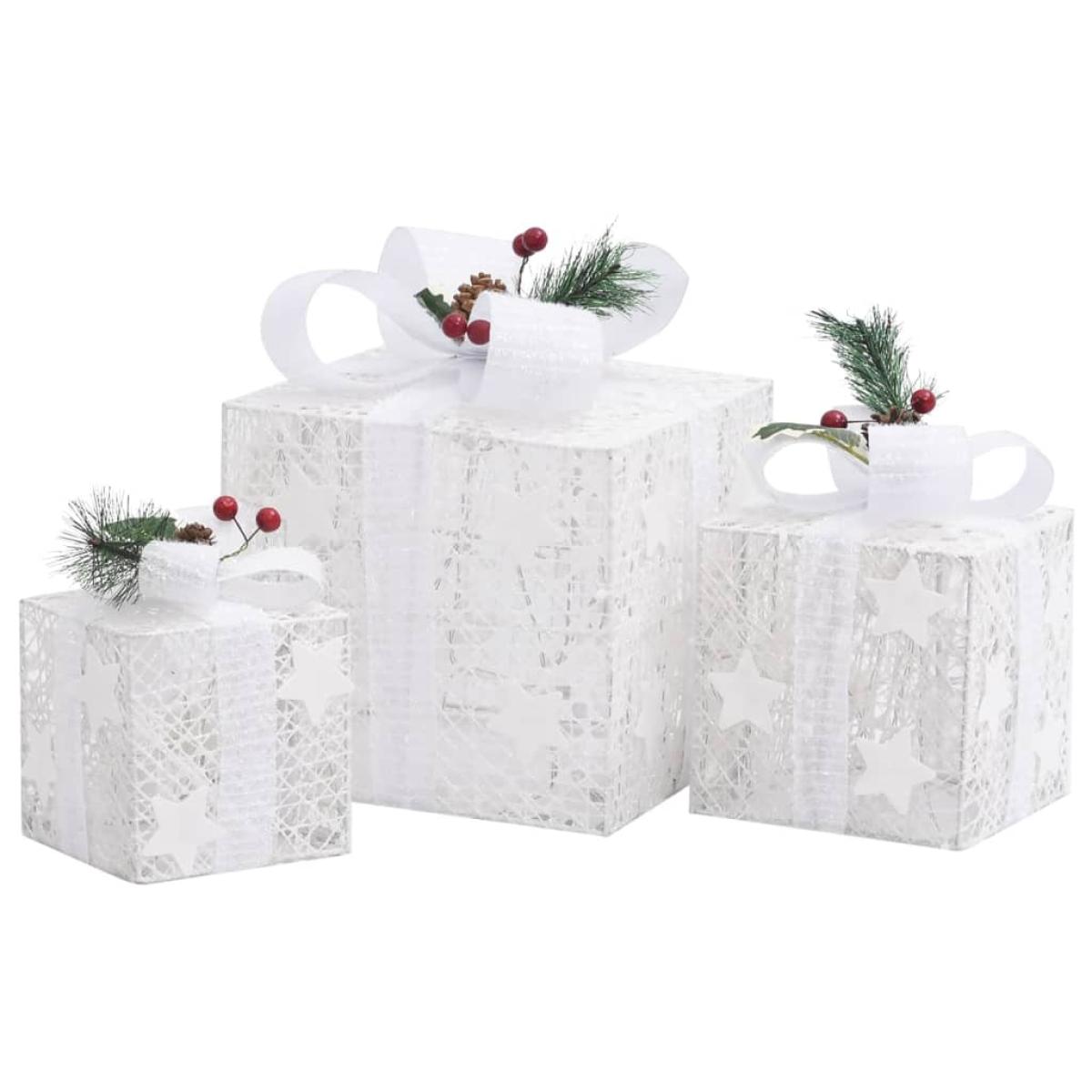 Caja regalo decorativa Navidad 3 pzas blanca exterior/interior