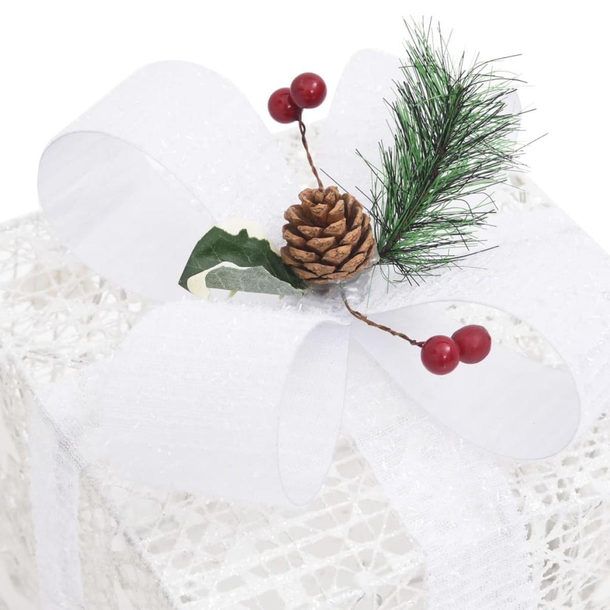 Caja regalo decorativa Navidad 3 pzas blanca exterior/interior