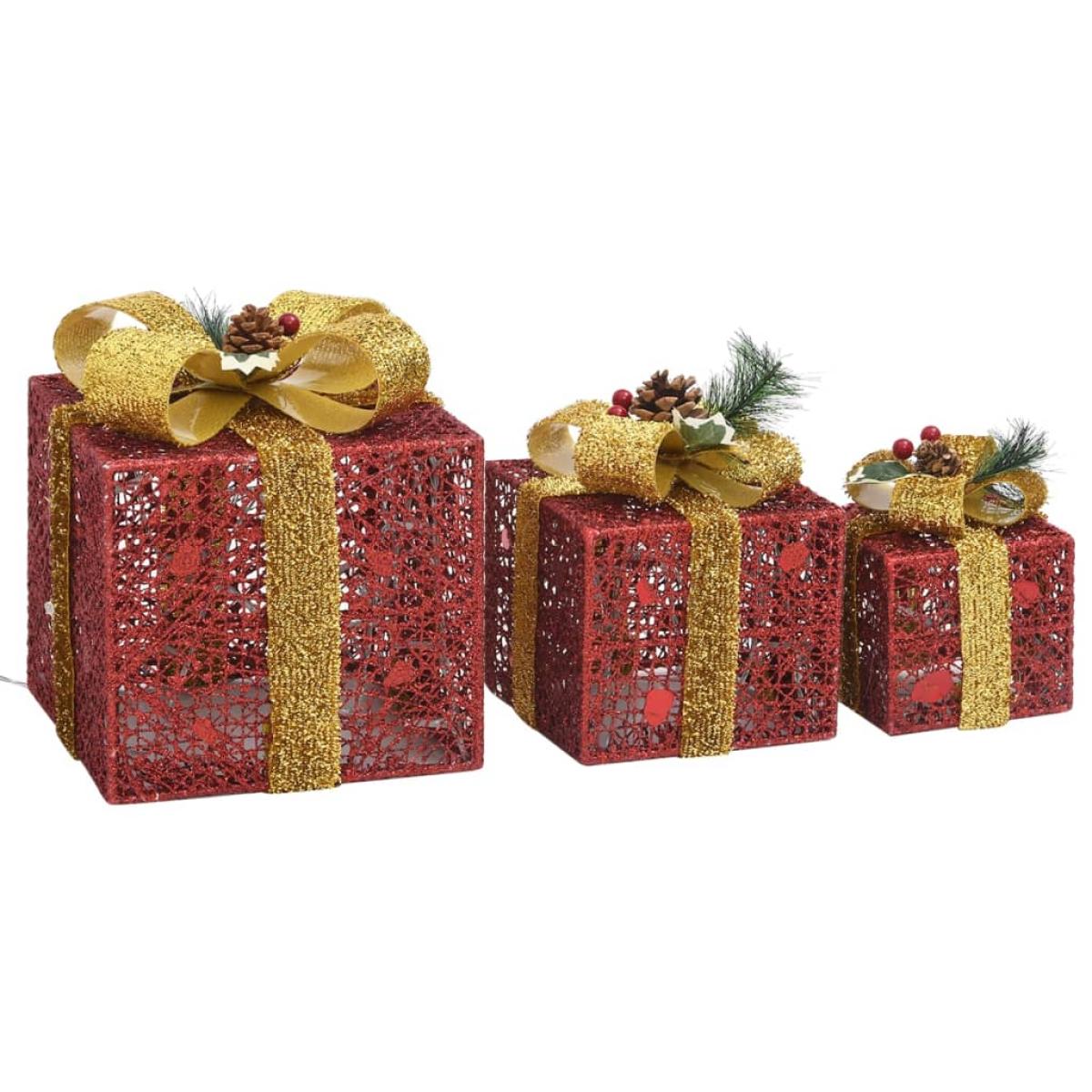 Cajas decorativas de regalo de Navidad 3 piezas rojo