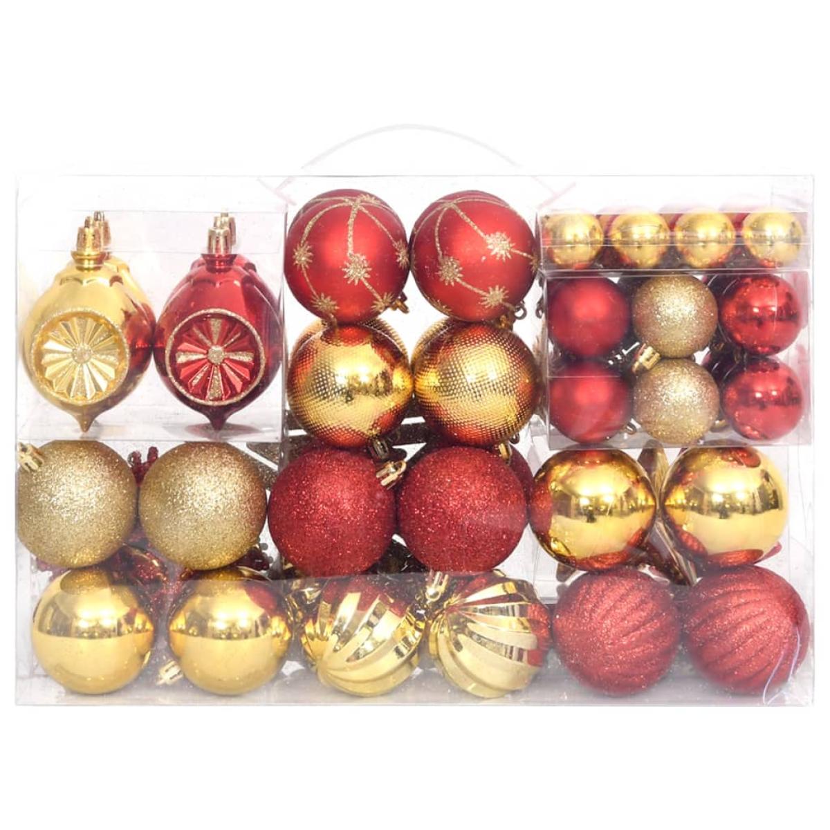 Juego de adornos de navidad de 108 piezas dorado y rojo