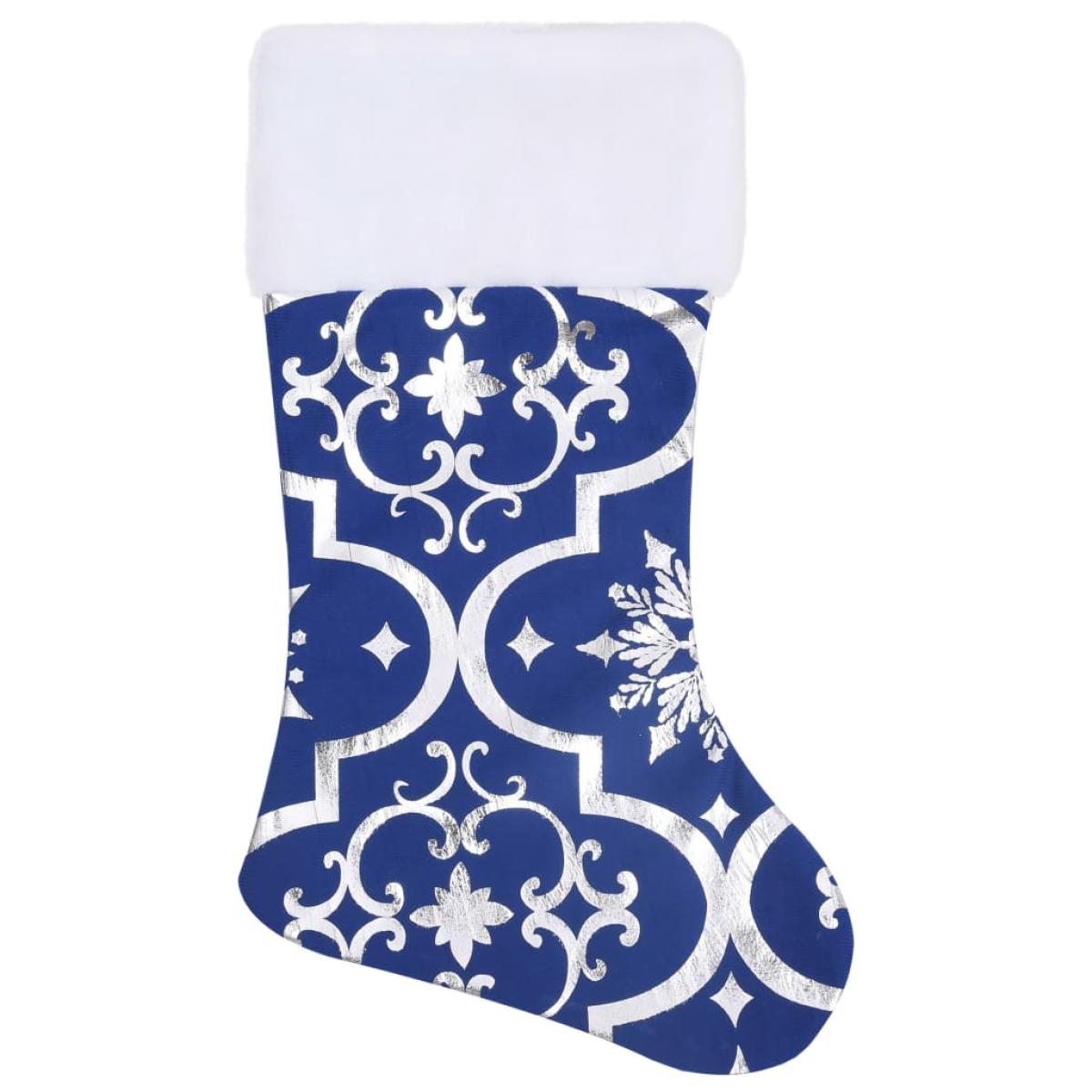 Falda del árbol de Navidad de lujo con calcetín tela azul 90 cm