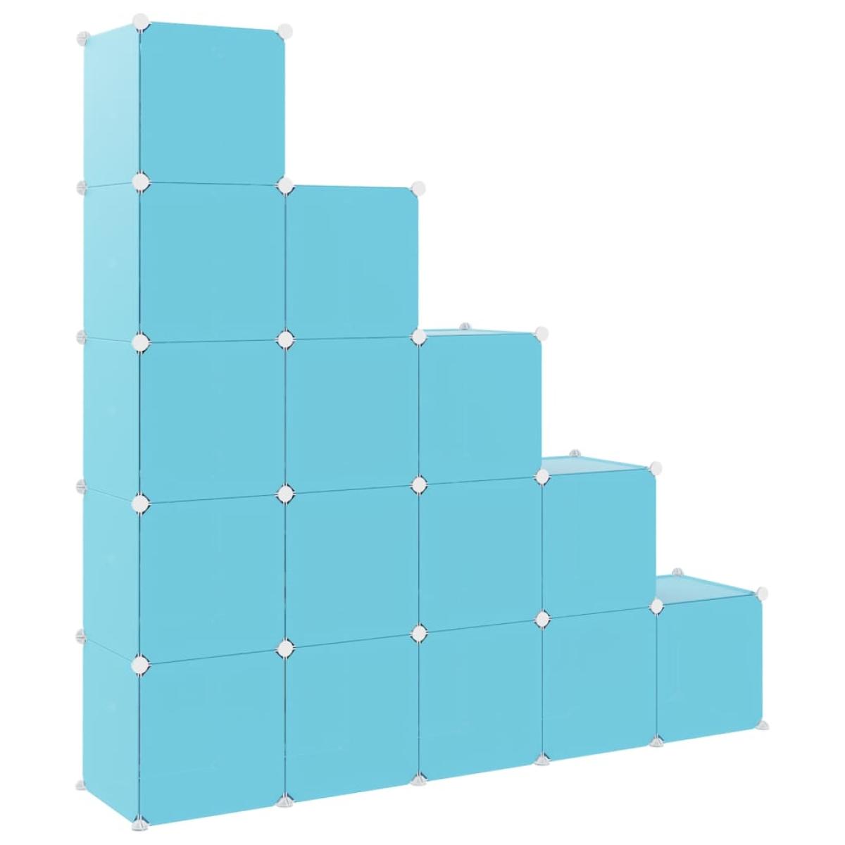 Estantería infantil de cubos con 15 compartimentos azul