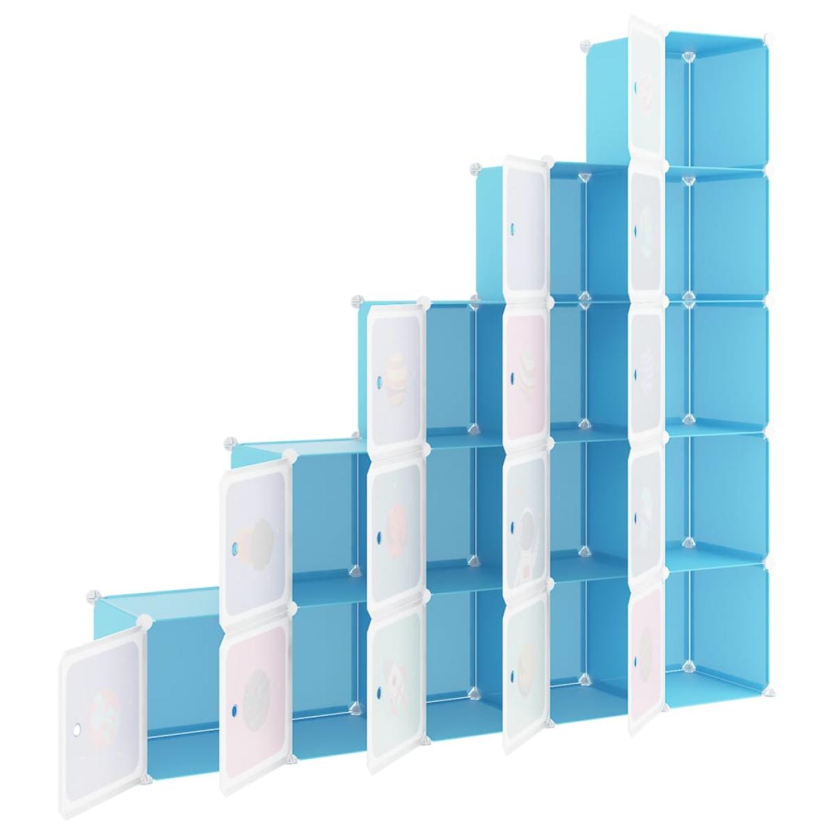 Estantería infantil de cubos con 15 compartimentos azul