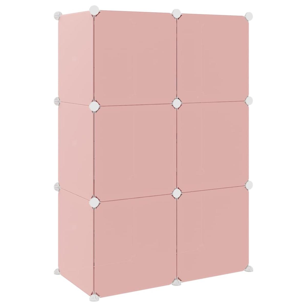 Estantería infantil de cubos con 6 compartimentos rosa