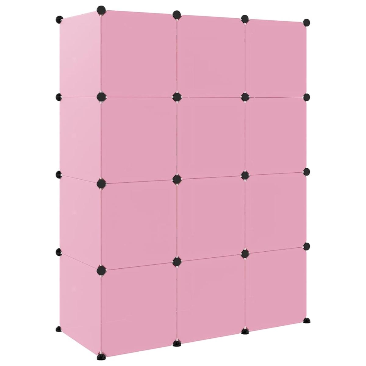 Estantería infantil de cubos con 12 compartimentos rosa 
