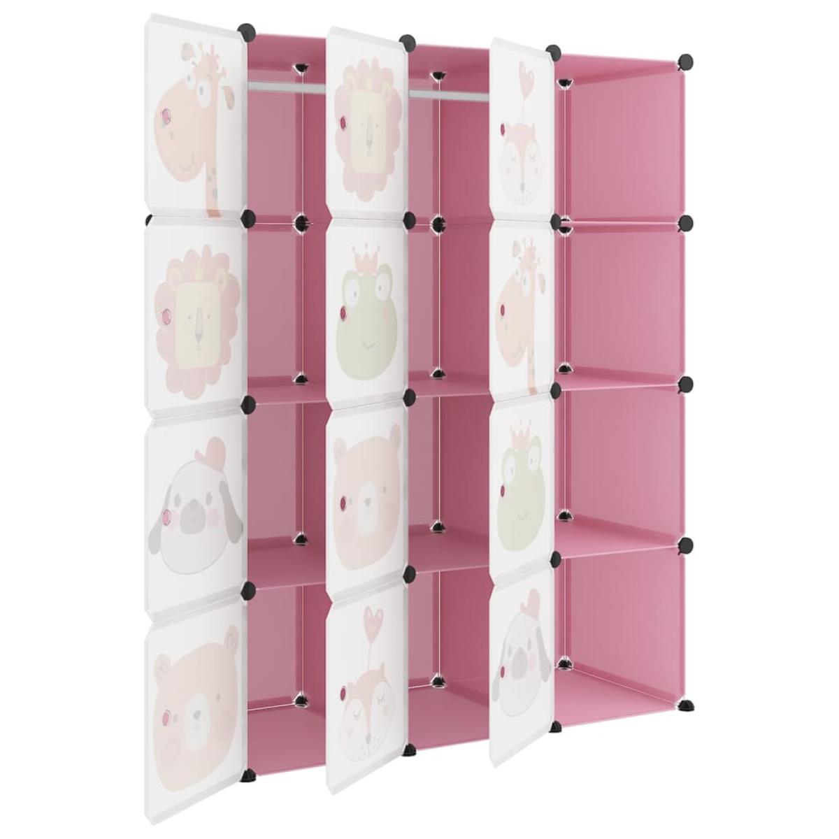 Estantería infantil de cubos con 12 compartimentos rosa 