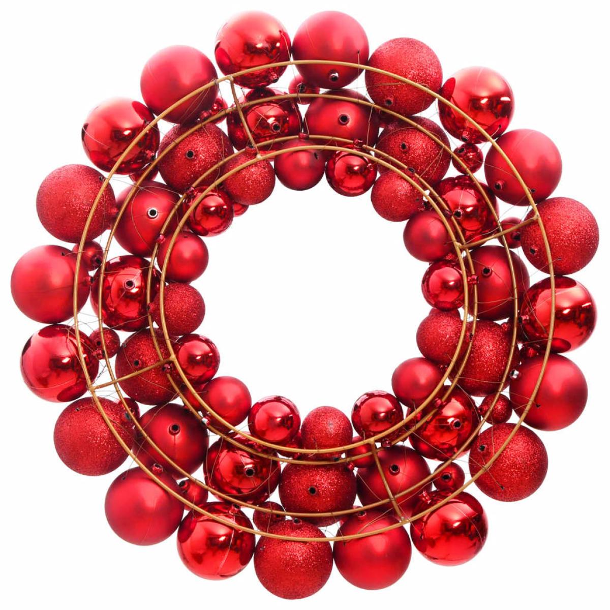 Corona de Navidad poliestireno roja 45 cm
