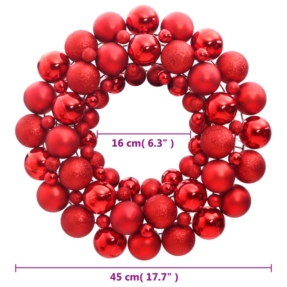 Corona de Navidad poliestireno roja 45 cm