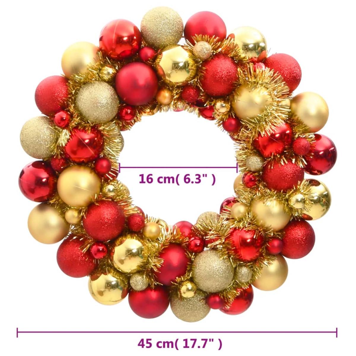 Corona de Navidad poliestireno roja y dorada 45 cm