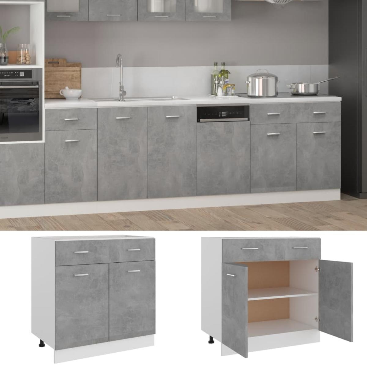 Armario inferior cajón contrachapada gris hormigón 80x46x81,5cm