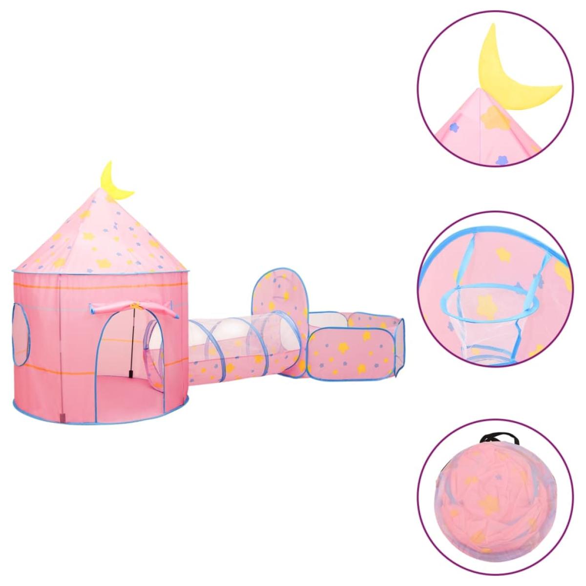 Tienda de juegos para niños con 250 bolas rosa 301x120x128 cm