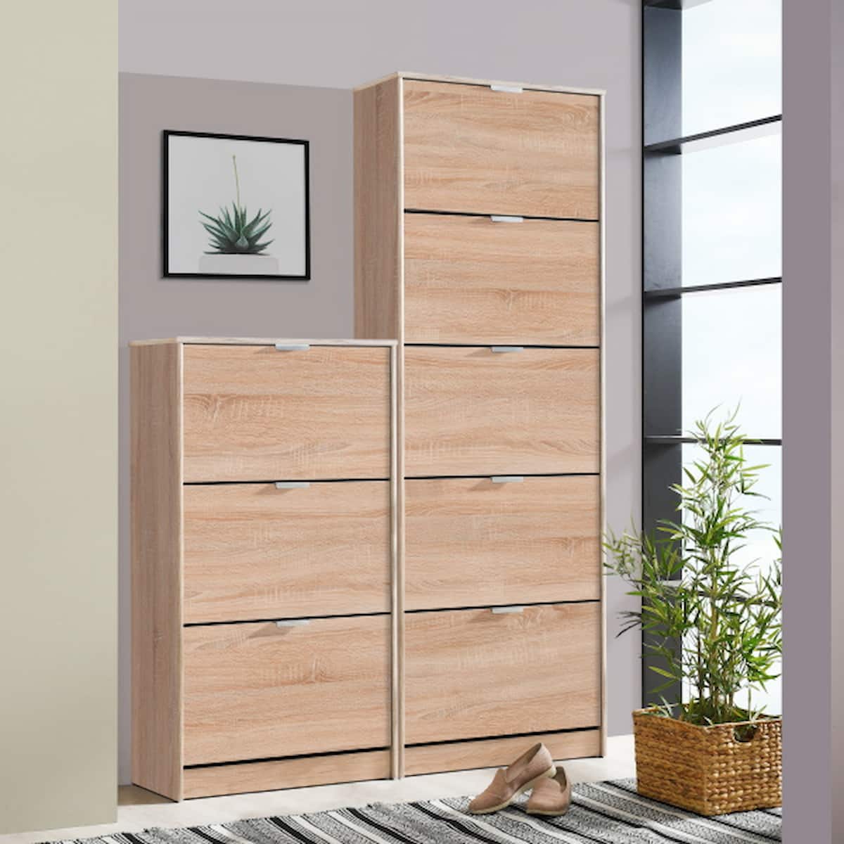 Zapatero 3 puertas color roble sonoma HUGO