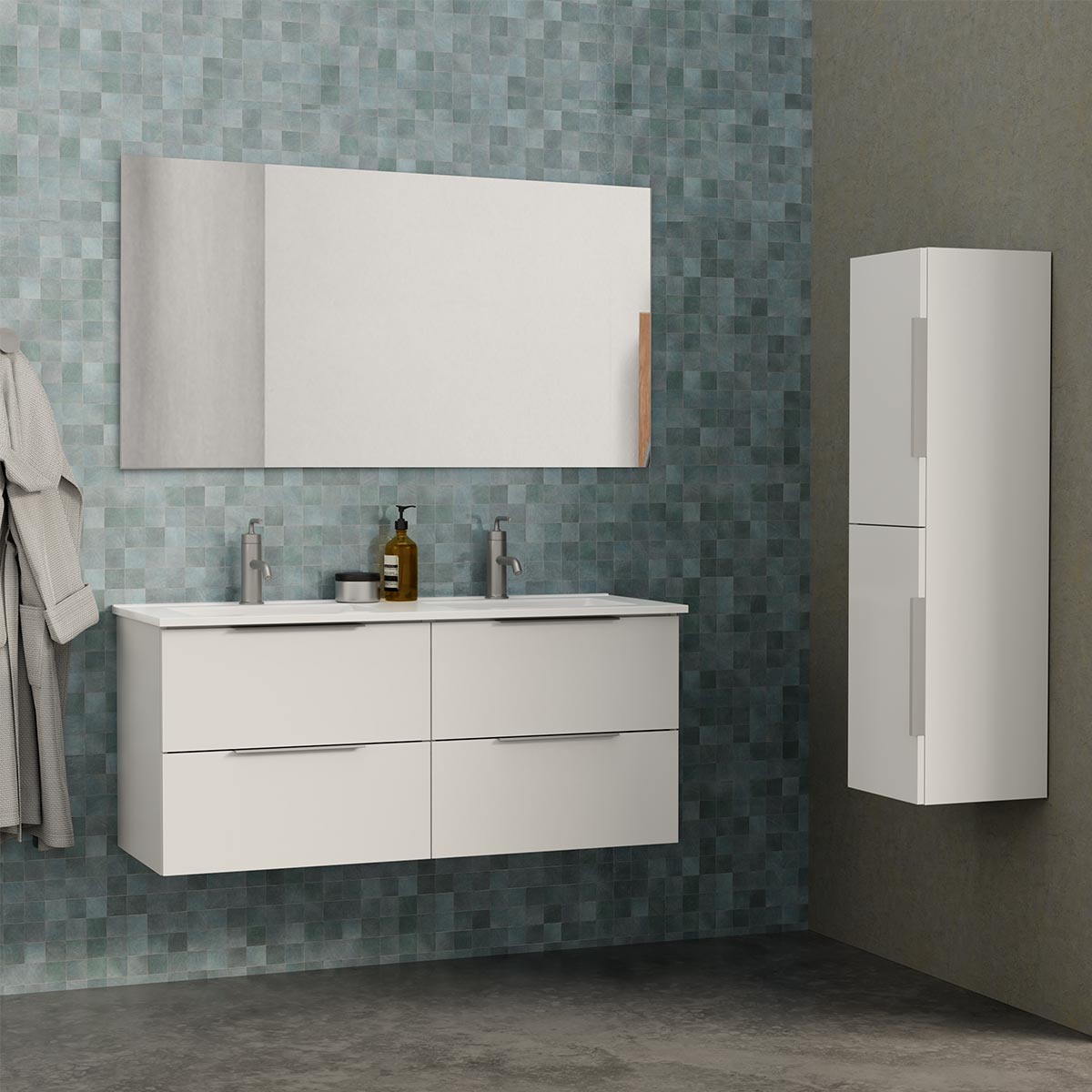 Mueble de baño blanco dos lavabos CAMEX