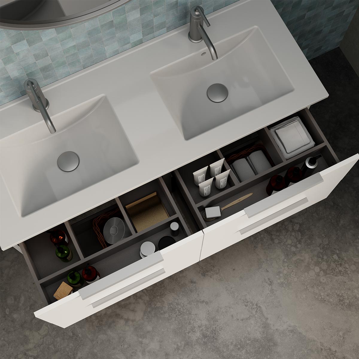 Mueble de baño blanco dos lavabos CAMEX