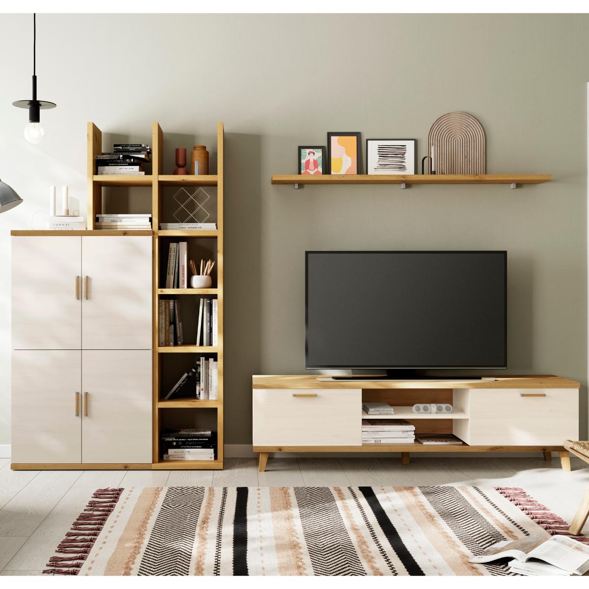 Composicion de salon 300x195x42 cm color polar y artisan MOZART 711